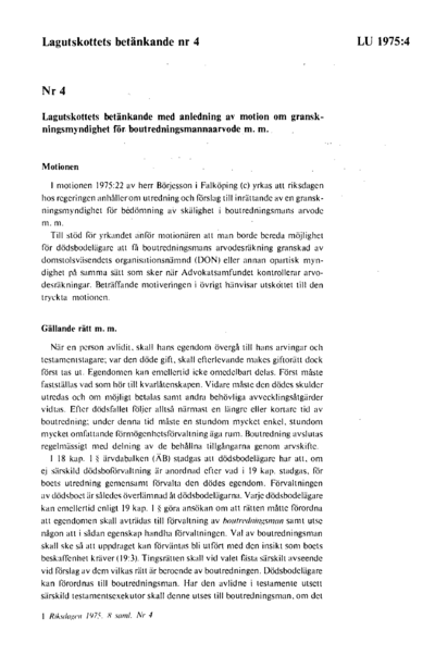 Omslaget till bet. 1975:LU4