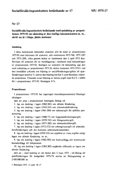 Omslaget till bet. 1975:SfU17