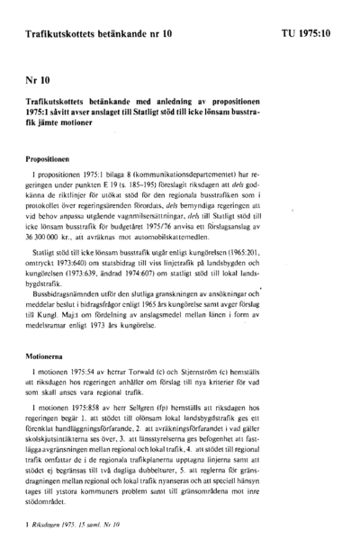 Omslaget till bet. 1975:TU10