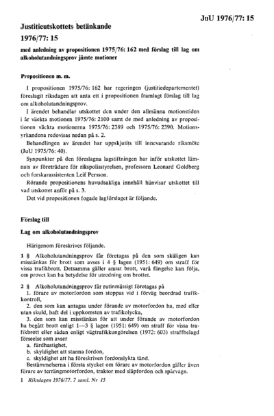 Omslaget till bet. 1976/77:JuU15