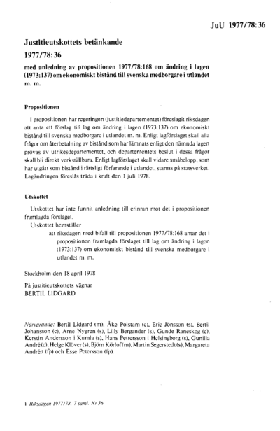Omslaget till bet. 1977/78:JuU36