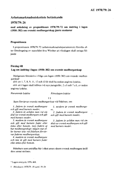 Omslaget till bet. 1978/79:AU26