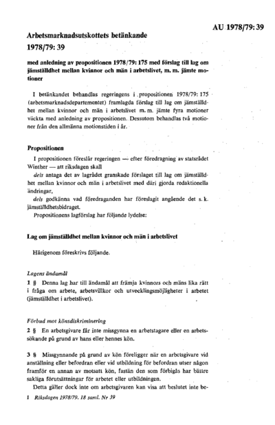 Omslaget till bet. 1978/79:AU39