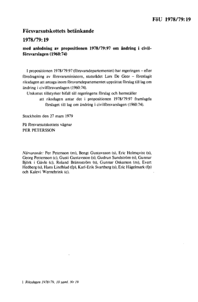 Omslaget till bet. 1978/79:FöU19