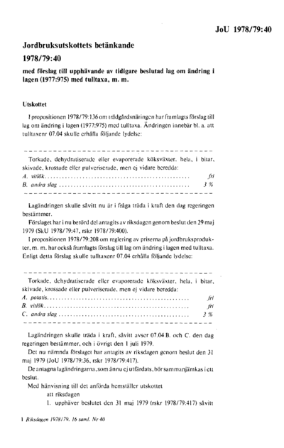 Omslaget till bet. 1978/79:JoU40