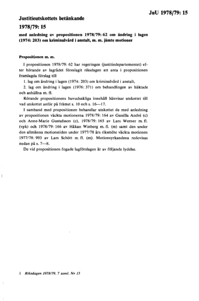 Omslaget till bet. 1978/79:JuU15