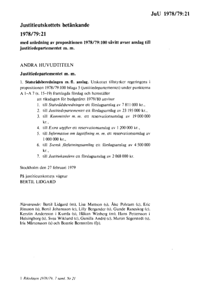 Omslaget till bet. 1978/79:JuU21