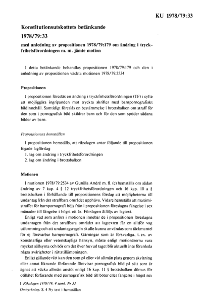 Omslaget till bet. 1978/79:KU33