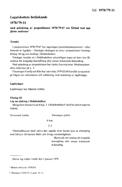 Omslaget till bet. 1978/79:LU11