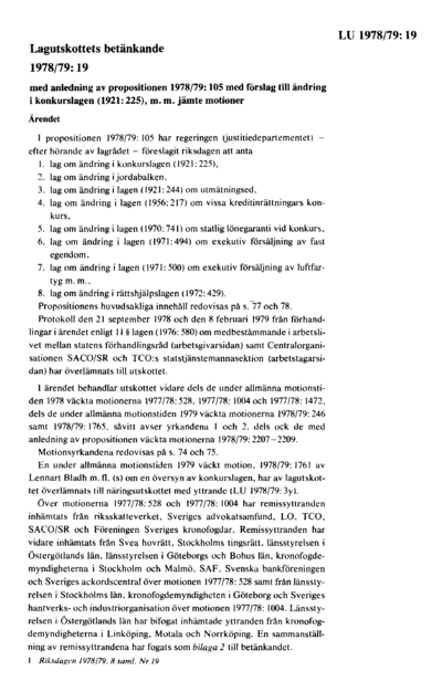 Omslaget till bet. 1978/79:LU19