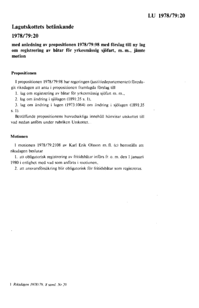 Omslaget till bet. 1978/79:LU20