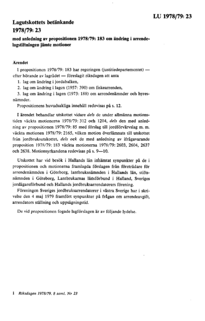 Omslaget till bet. 1978/79:LU23