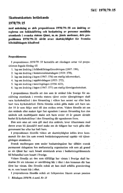 Omslaget till bet. 1978/79:SkU15