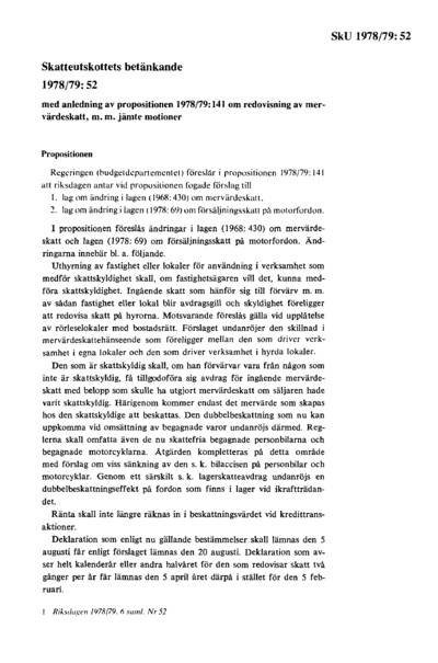 Omslaget till bet. 1978/79:SkU52