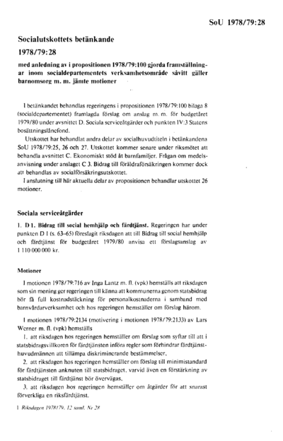 Omslaget till bet. 1978/79:SoU28