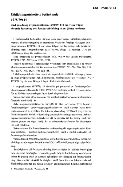 Omslaget till bet. 1978/79:UbU44