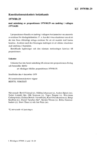 Omslaget till bet. 1979/80:KU29