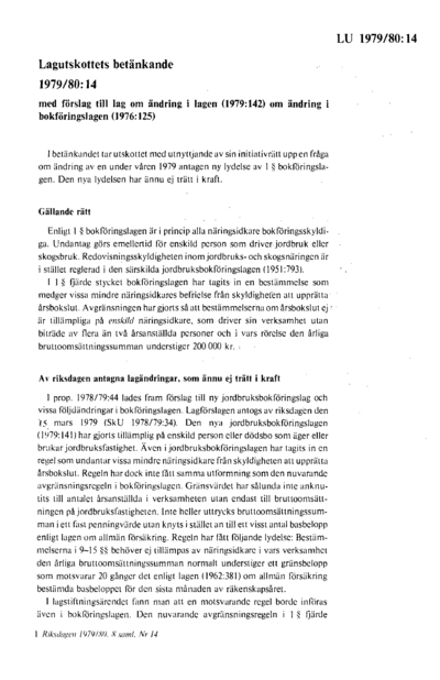 Omslaget till bet. 1979/80:LU14