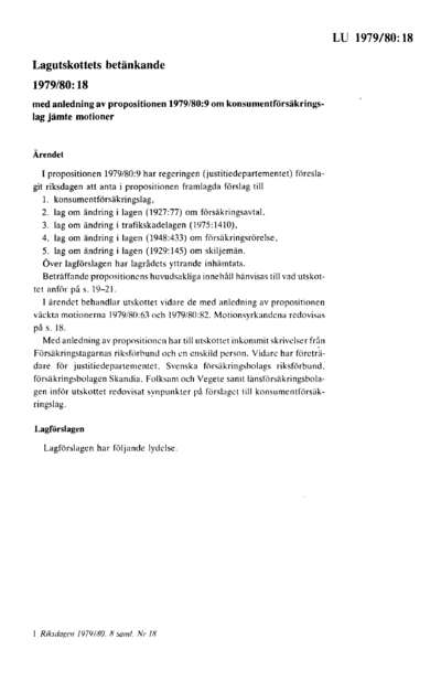 Omslaget till bet. 1979/80:LU18