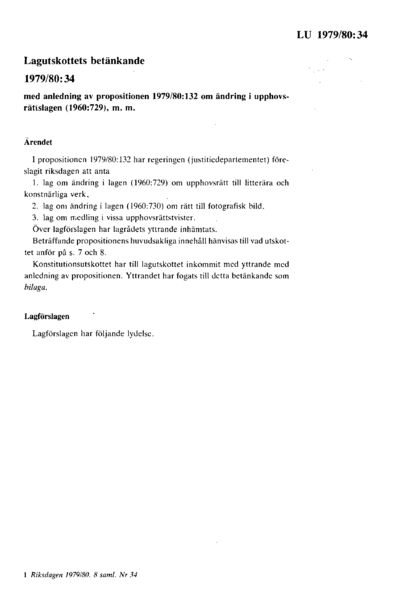 Omslaget till bet. 1979/80:LU34