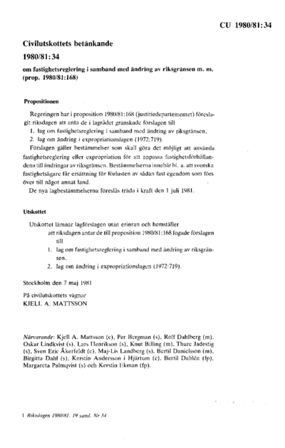 Omslaget till bet. 1980/81:CU34