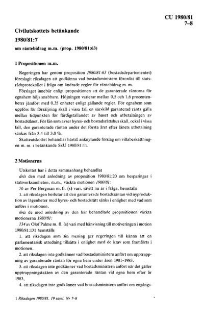 Omslaget till bet. 1980/81:CU7