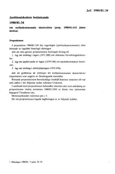 Omslaget till bet. 1980/81:JuU34