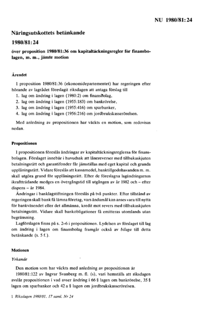 Omslaget till bet. 1980/81:NU24