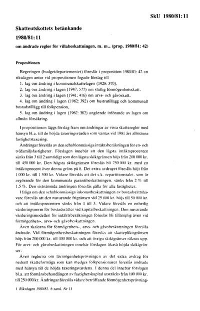 Omslaget till bet. 1980/81:SkU11