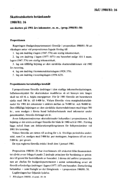 Omslaget till bet. 1980/81:SkU16