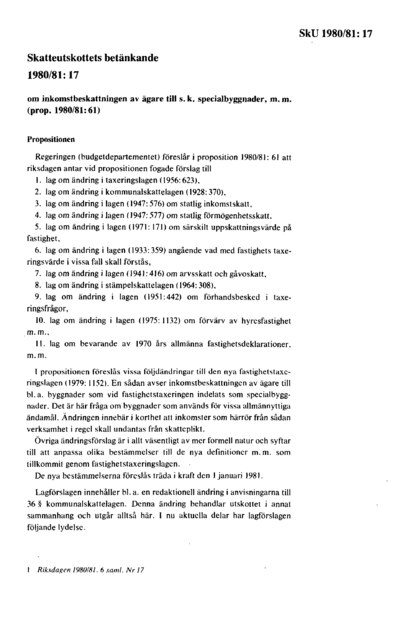 Omslaget till bet. 1980/81:SkU17