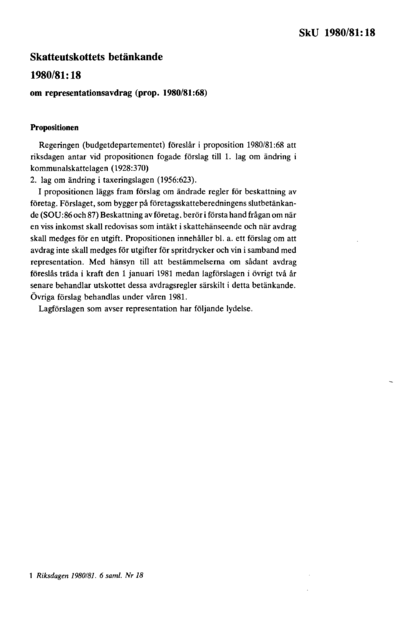 Omslaget till bet. 1980/81:SkU18