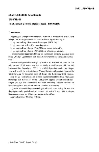 Omslaget till bet. 1980/81:SkU44