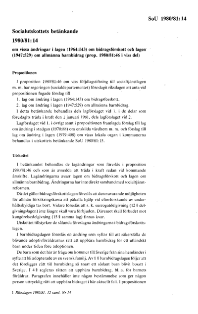 Omslaget till bet. 1980/81:SoU14