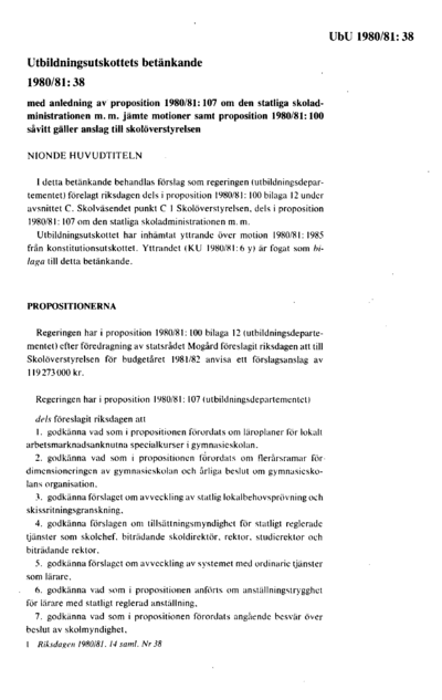 Omslaget till bet. 1980/81:UbU38