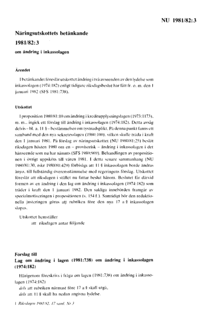 Omslaget till bet. 1981/82:NU3