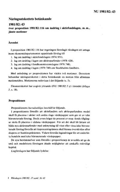 Omslaget till bet. 1981/82:NU43