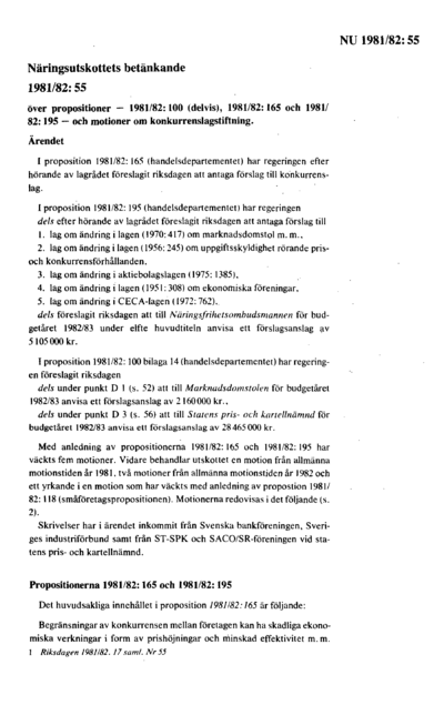 Omslaget till bet. 1981/82:NU55