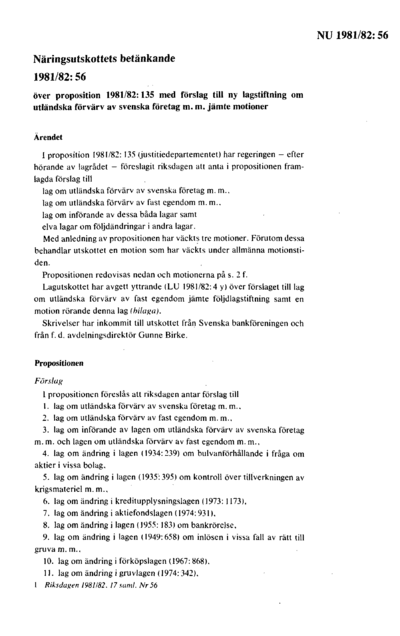 Omslaget till bet. 1981/82:NU56