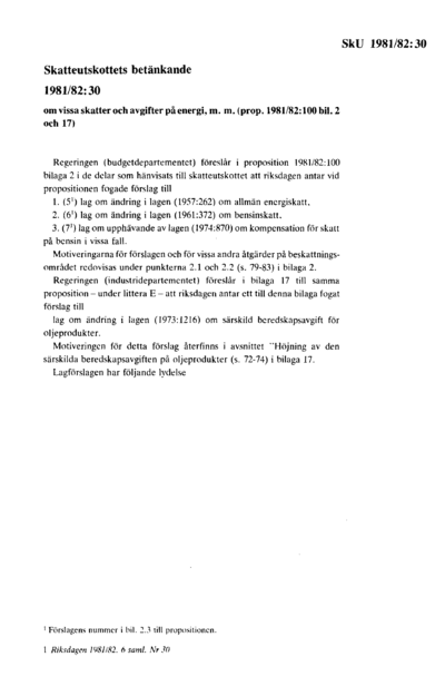 Omslaget till bet. 1981/82:SkU30