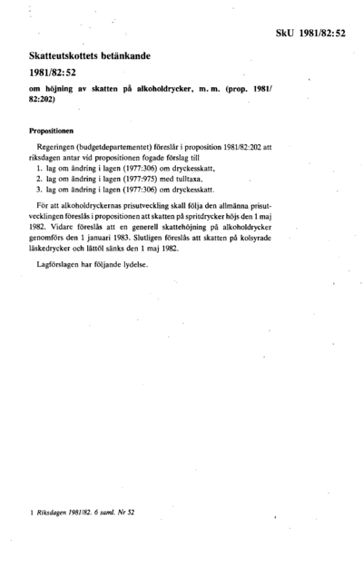 Omslaget till bet. 1981/82:SkU52
