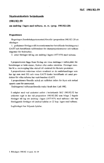 Omslaget till bet. 1981/82:SkU59