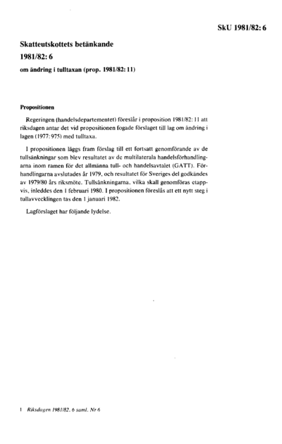 Omslaget till bet. 1981/82:SkU6