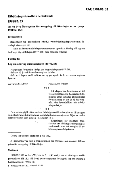 Omslaget till bet. 1981/82:UbU33