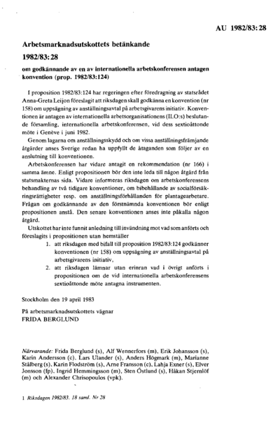 Omslaget till bet. 1982/83:AU28