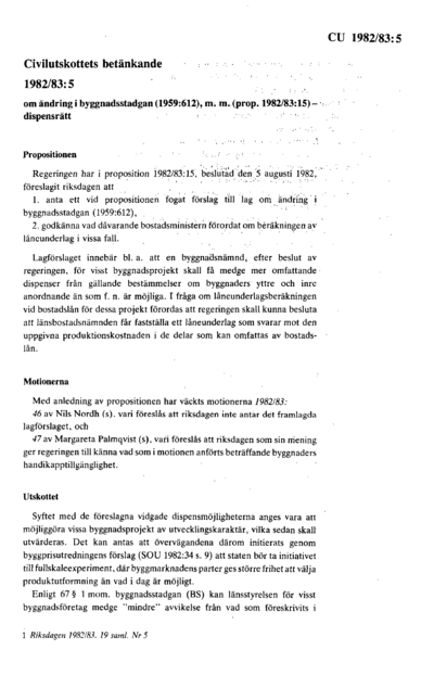 Omslaget till bet. 1982/83:CU5