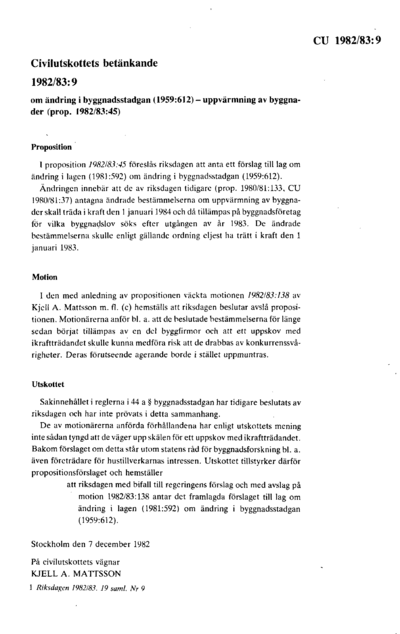 Omslaget till bet. 1982/83:CU9