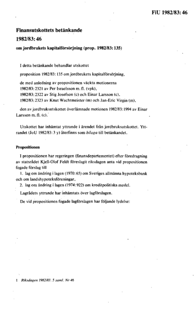 Omslaget till bet. 1982/83:FiU46