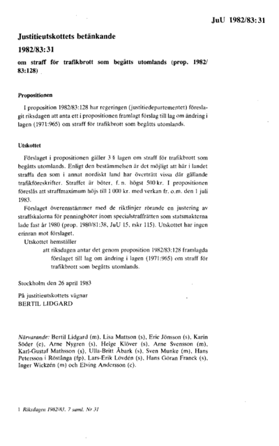 Omslaget till bet. 1982/83:JuU31