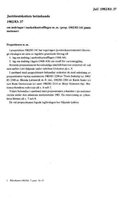 Omslaget till bet. 1982/83:JuU37